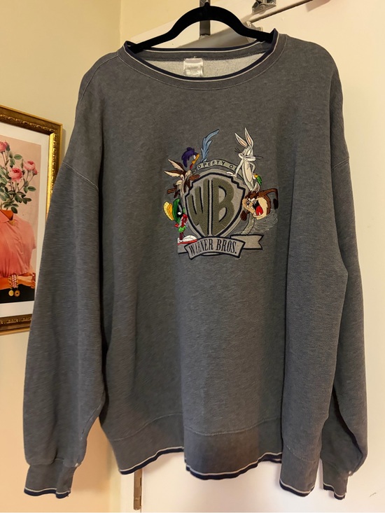Warner Bros. Other - Vintage Warner Bros. Gray Crewneck Sweatshirt with Classic Looney Tunes Emblem